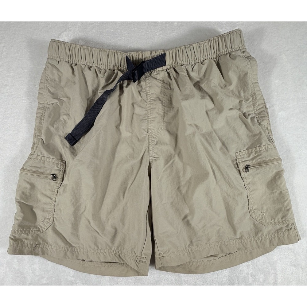 Columbia Shorts Men's Sz XL Khaki Pull On Cargo Lined Water Hiking Fishing Nylon